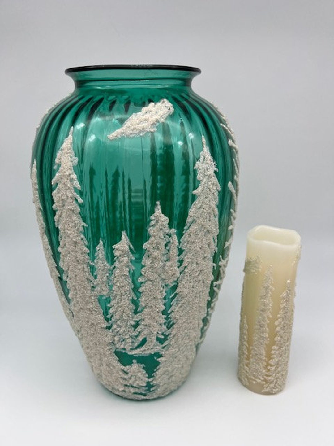 Luminary Recycled Glass Vase Centerpiece Microglass Beads Etsy
