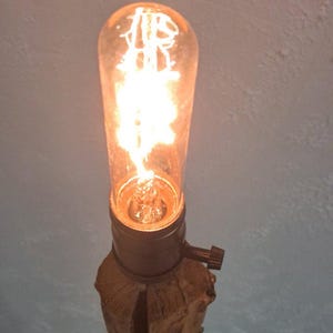 Floor lamp made of wood – Handmade Wood Lighting with Rope & Vintage Edison Bulb