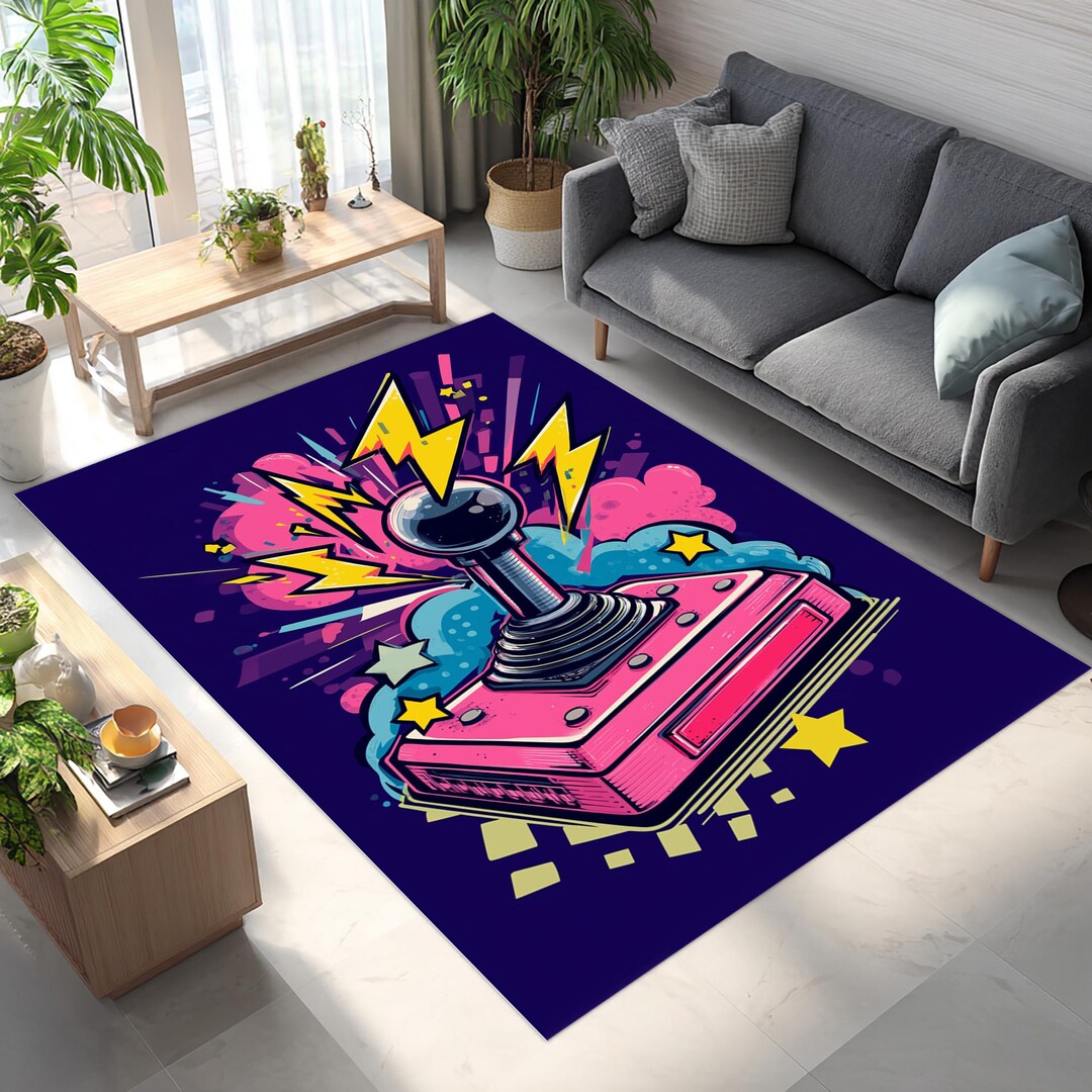 Retro Arcade Joystick Rug: 80s Gamer Room Decor - Etsy