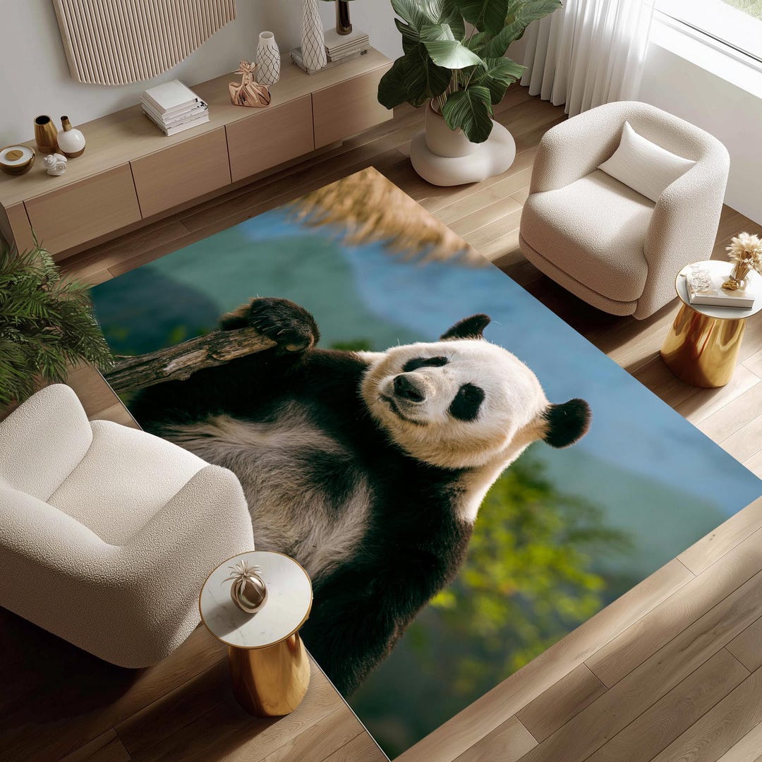 Real Panda Rug Panda Rug – Nature Inspired Animal Carpet for Kids Room, Nursery, or ...