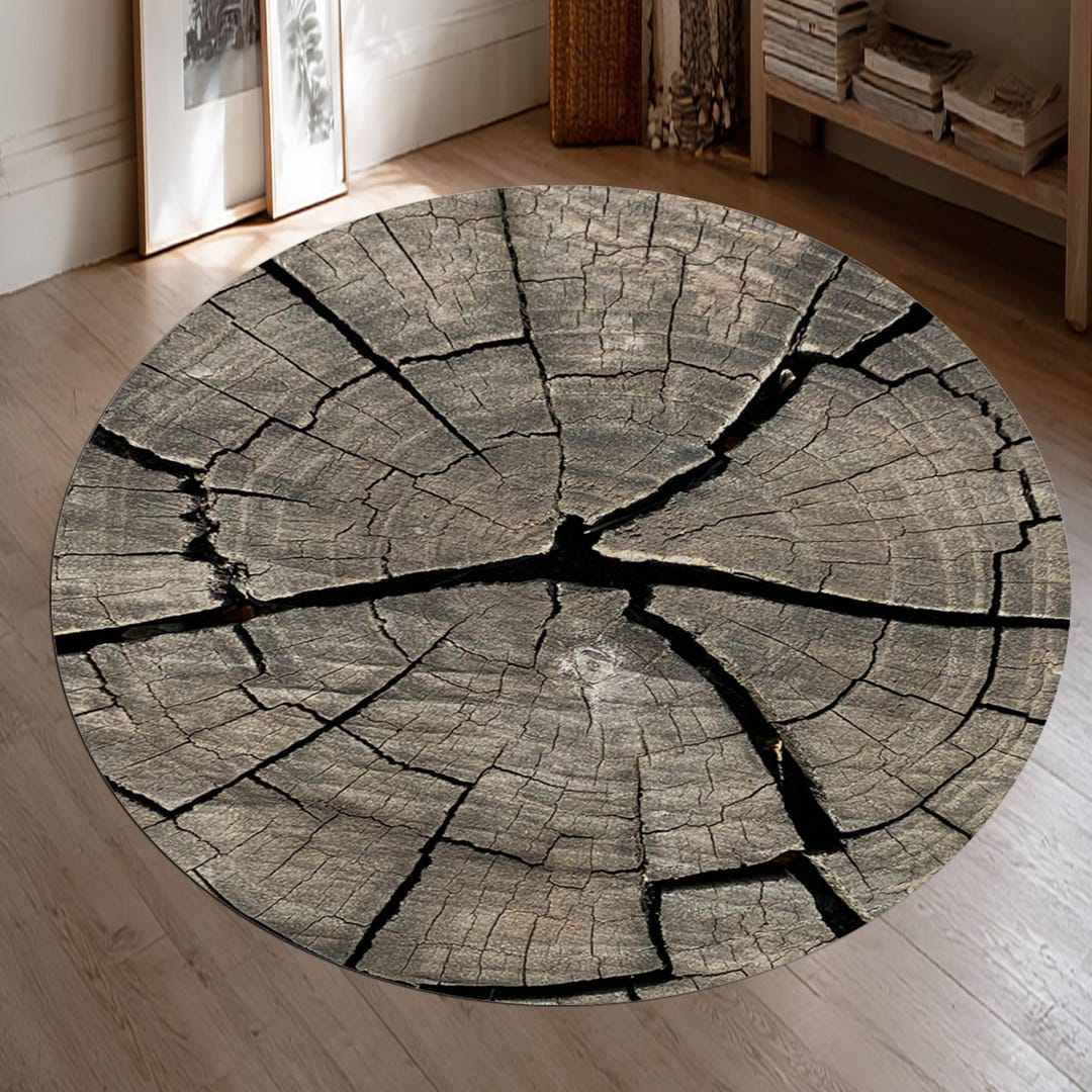 Rustic Wood Log Print Round Rug: Cabin Decor Floor Mat - Etsy