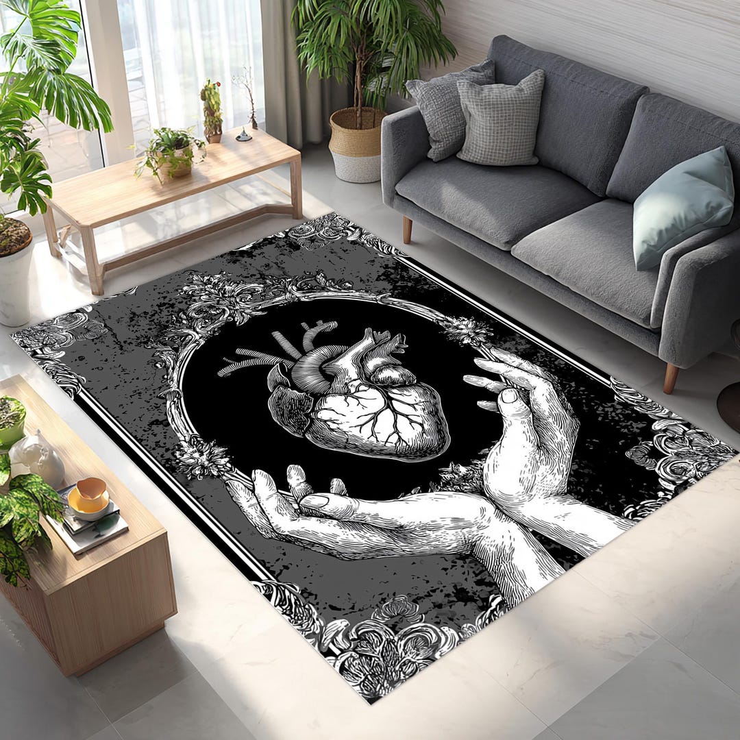 Scared Heart Rug Anatomical Heart Velvet Rug: Gothic Macabre Decor - Etsy