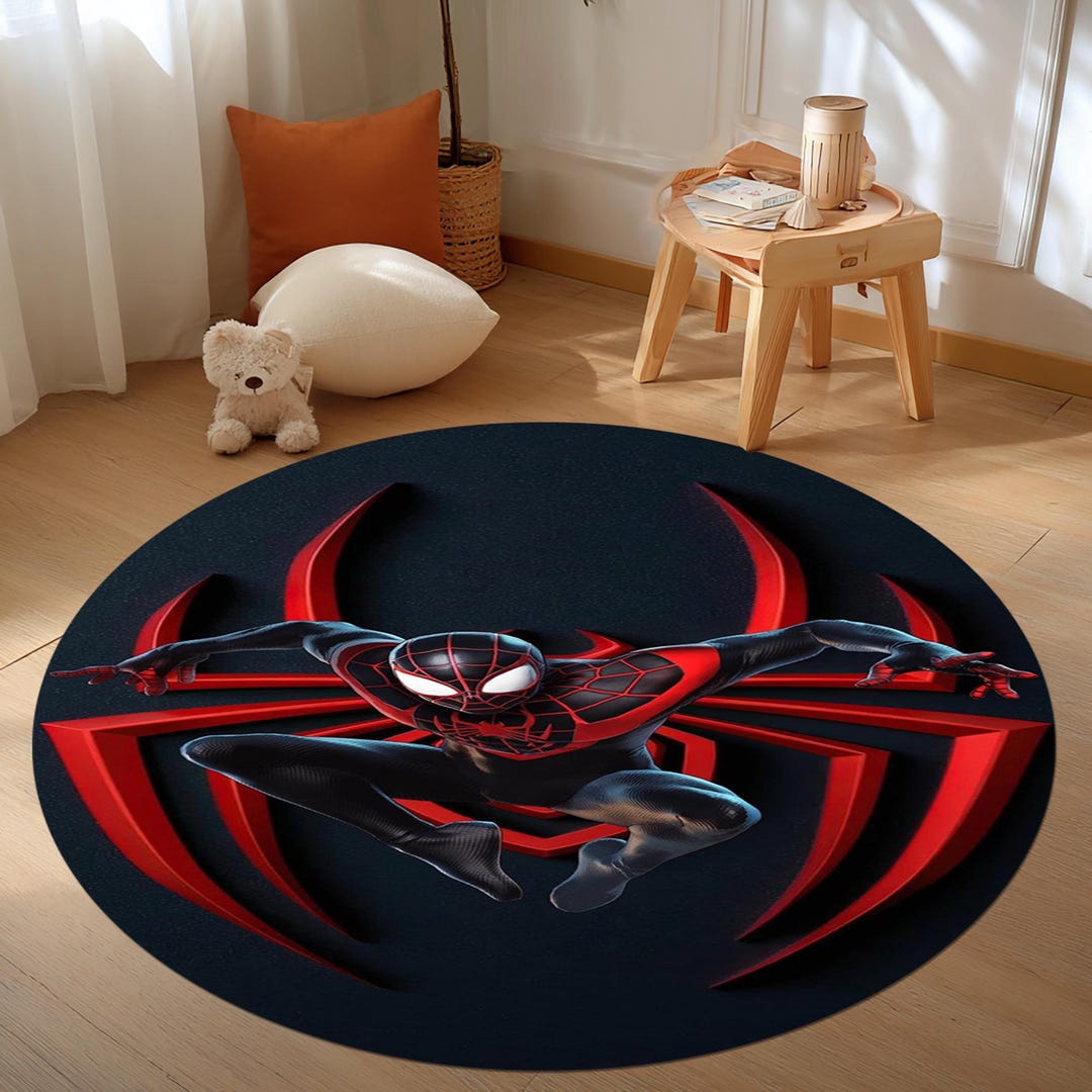 Miles Morales Spider-verse Rug: Red Web Comic Hero Design - Etsy
