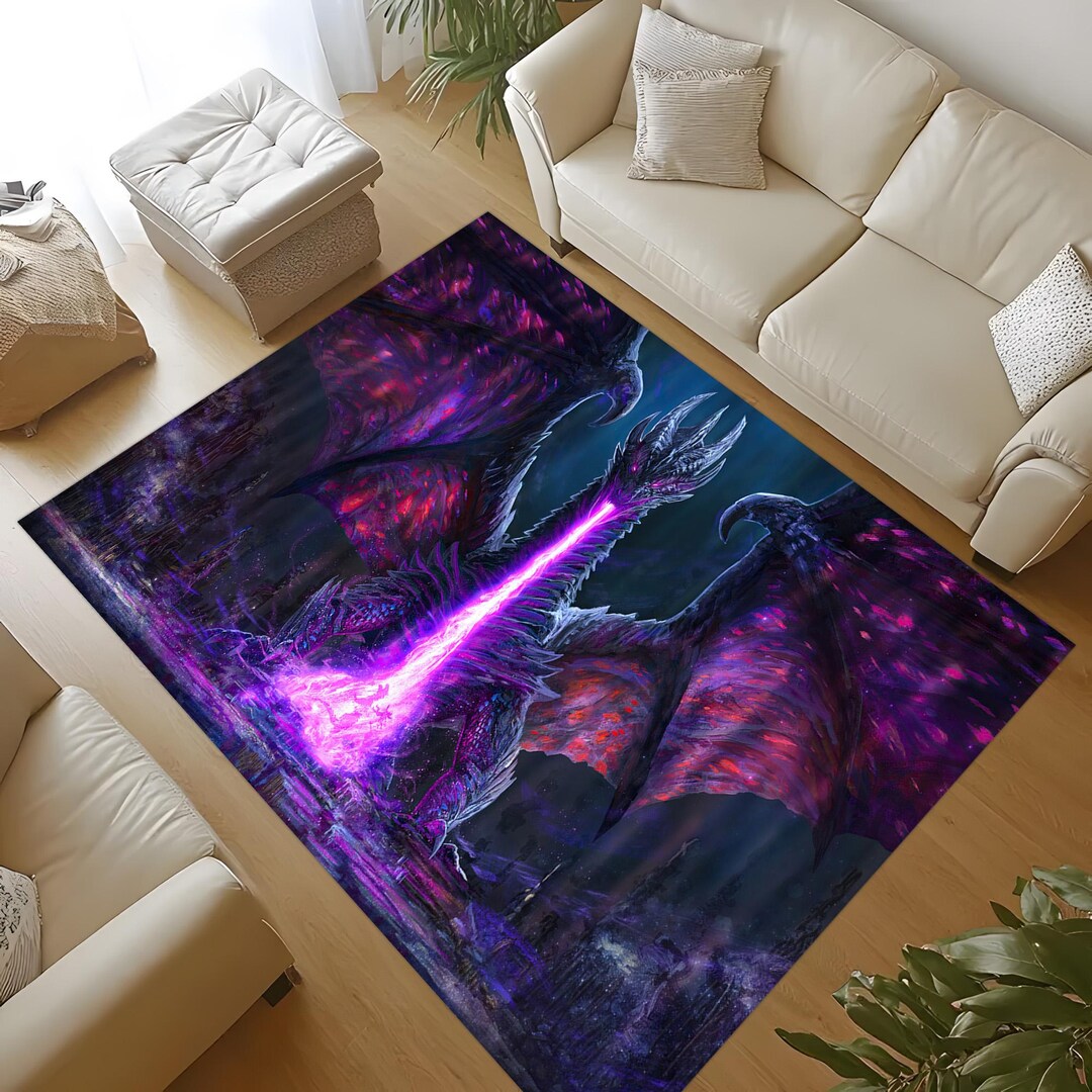 Dragon Rug-fantasy Rug, Mythical Creature Area Rug, Unique Home Decor ...