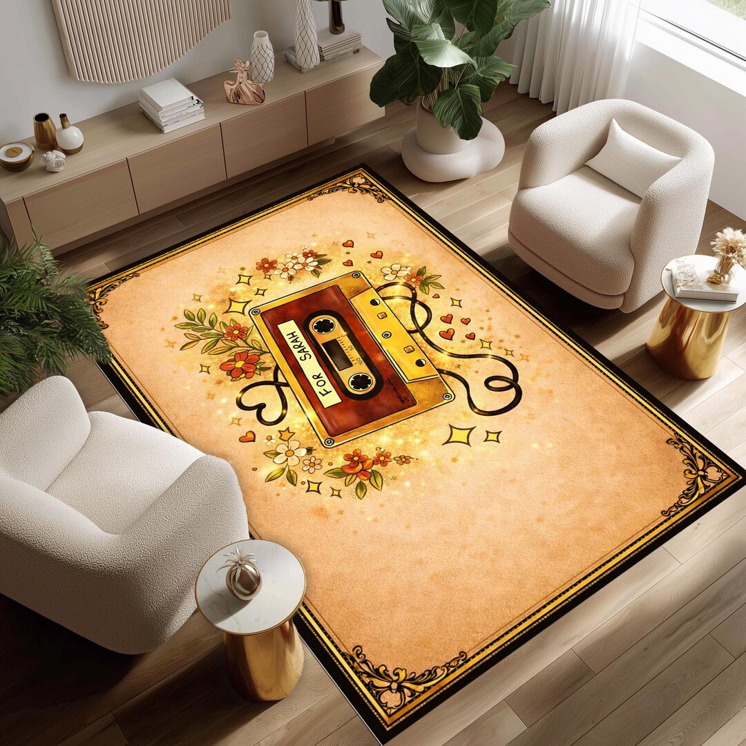 Realistic 80s Rug Vintage Cassette Tape Rug, 80s Nostalgia Cassette Carpet, Music Lover ...