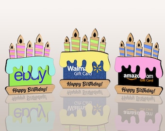 Gift Card Holder Svg, Laser Cut File, Gift Card Box Svg, Personalized Gift Card Holder Svg, Happy Birthday Svg, Svg Laser-Ready Cut Files.