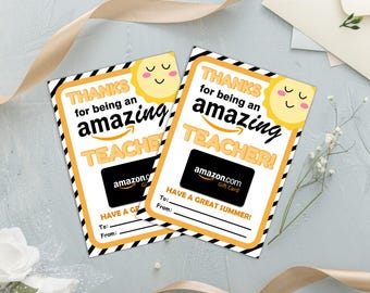 End Of the Year Teacher Gift Card Holder, Teacher Appreciation Gift Tag, Thank You Teacher Gift Card, Last Day Of School Gift From Student.