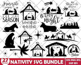 Nativity Svg Bundle Laser Cut File, Freestanding Rattan Nativity, Christmas SVG, Nativity Shelf Sitter, Christ, Rattan SVG, Glowforge, Jesus
