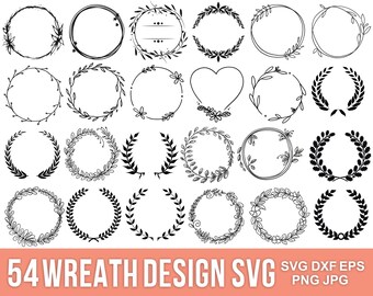 Wreath Svg Bundle, Circle Svg Bundle, Floral Wreath Svg, Heart Laurel Wreath Svg, Wedding Wreath Svg, Wreath Monogram Svg Circle Frame