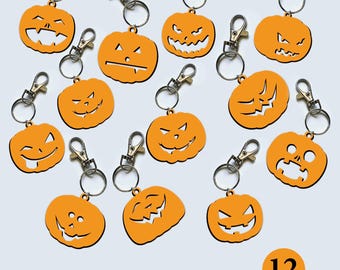 Halloween Pumpkin Keychain SVG, Pumpkin Keychain Lasercut, Halloween Decor Svg, Pumpkin SVG, Scary Pumpkin Keychain, Skull Key Ring Pattern.
