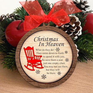 Christmas in Heaven Laser Cut Ornament Svg, Loving Memory Tealight, Angels in Heaven, Rocking Chair Svg, Missing Loved One, Laser Cut Files.