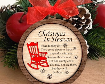 Christmas in Heaven Laser Cut Ornament Svg, Loving Memory Tealight, Angels in Heaven, Rocking Chair Svg, Missing Loved One, Laser Cut Files.