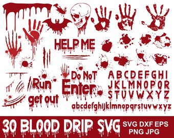 Blood Drips SVG, Blood Svg, Dripping Blood Svg, Blood Drops Alphabets Text Svg, Halloween Svg,Bloody Handprints Svg Marks Svg, Scratch Svg.