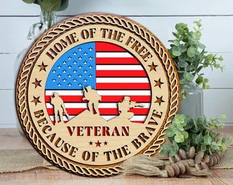 US Veteran Ornament Set, Veteran Plaque 3 Layer, Veteran Ornaments Svg, Laser Engraving Veteran, Military Svg, Navy Veteran, Army Veteran.