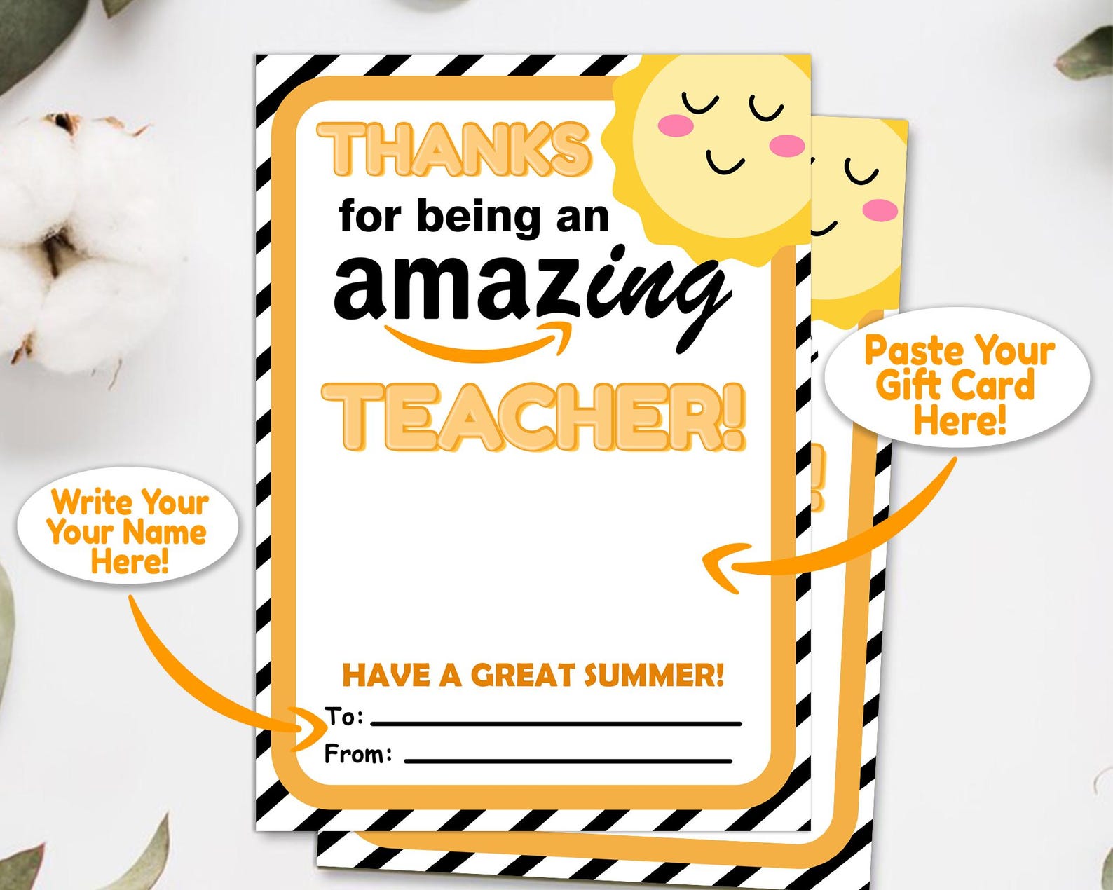 End of the Year Teacher Gift Card Holder, Teacher Appreciation Gift Tag ...