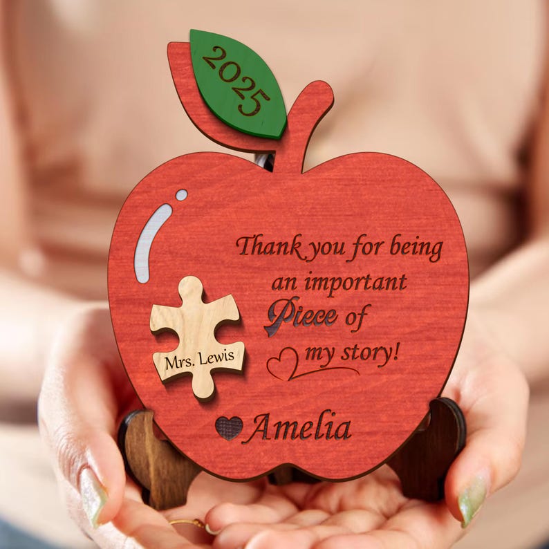 Teacher Apple Ornaments Svg, Thank You Svg Laser Cut File, Gift for Teacher, Teacher Ornament, Teacher Appreciation Day, Glowforge Svg Files image 2