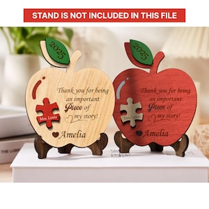 Teacher Apple Ornaments Svg, Thank You Svg Laser Cut File, Gift for Teacher, Teacher Ornament, Teacher Appreciation Day, Glowforge Svg Files image 1