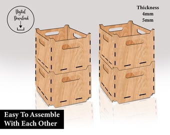 Laser Cut Stackable Storage Box File, Laser Cut Stackable Wooden Box, Box Svg Cricut, Laser Storage Box, Box For DIY, Wooden Ornament Svg.