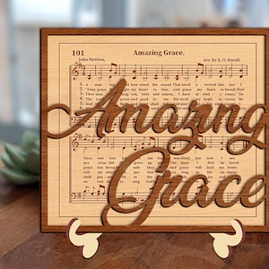 Amazing Grace Laser SVG .Pdf .Png, Cricut, Silhouette Laser Cut File SVG, Glowforge Ready Design, Music Faith, Religious Tiered Decor.