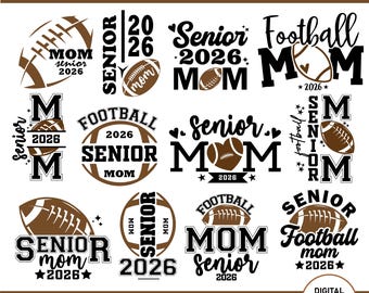 シニア フットボール 2026 SVG バンドル、フットボール ママ SVG、シニア フットボール ママ SVG、クラス オブ 2026、シニア フットボール ママ シャツ SVG、Cricut カット ファイル。