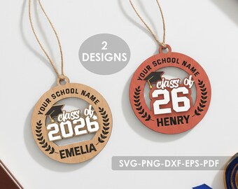 Adorno de graduación personalizado, nombre personalizado, clase de 2026, adorno escolar, fiesta de graduación, decoración de graduación, regalo para graduado.