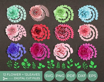 Rullad blomma Svg, rullad blomma mall, pappersblomma, 3D-blomma Svg, rullat papper, Cricut blomma Svg, bröllopsblomma Svg, digital nedladdning