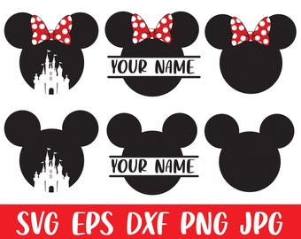 Paquete de archivos SVG de Mickey Mouse, SVG de cabeza en capas, vector SVG de Mickey y Minnie con nombre personalizado, SVG para camiseta de cumpleaños, archivos SVG para Cricut y Silhouette.