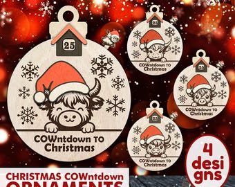 Christmas Countdown SVG, Christmas Ornaments SVG, Laser Cut Files, Days Until Christmas Svg, Countdown To Christmas Svg, Glowforge Files