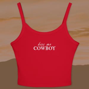 Kiss Me Cowboy Tank Top: Western Concert Spaghetti Strap Cami