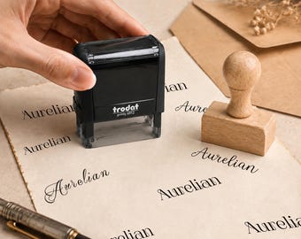 Personalized Self-Inking Signature Stamp for Office, Cursive Calligraphy Name Rubber Stamp