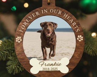 Dog Memorial Ornament, Custom Photo Dog Memory Gift, Personalized Loss Of Dog Remembrance Ornament, Pet Memorial Wood Ornament