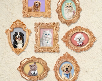 Custom Pet Portrait Memorial Magnet, Dog or Cat Remembrance Gift, Personalized Pet Loss Keepsake Framed Fridge Magnet, Pet Memorial Gift