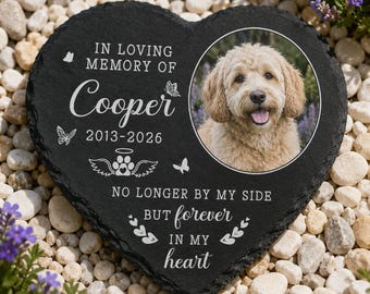 Personalized Dog Photo Memorial Garden Stone, Custom Pet Photo Memorial Stone, Dog Loss Sympathy Gift, Pet Cemetery, Printed Memorial Stone
