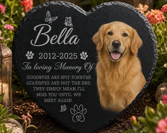 Custom Pet Photo Memorial Garden Stone, Personalized Name and Dates Memorial Stone, Pet Cemetery Decorations, Pet Loss Sympathy Gift