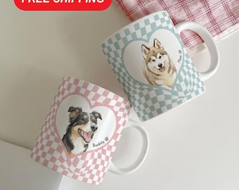 Custom Pet Portrait Mug, Hand Drawn Pet Mug from Photo, Personalized Dog Cat Mug, Pet Mom Gift, Pet Dad Gift, Custom Pet Face Mug