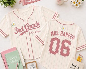 Custom Teacher Jersey, Personalized Teacher Baseball Jersey Shirt, Name and Number Team Teacher Shirt, Back to School Teacher Outfit