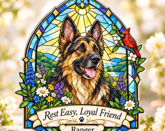Personalized Dog Photo Ornament, Custom Pet Portrait Stained Glass Acrylic Ornament, Cat Photo Ornament, Cardinal Remembrance Gift