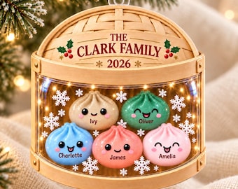 Custom Family Dumplings Ornament, Squishy Dumpling Ornament, Personalized Squishy Christmas Ornament 2026, Year Of Squishy Hunting