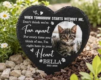 Custom Pet Memorial Garden Stone with Photo, Personalized Pet Grave Marker, Cat Loss Sympathy Gift, Printed Memorial Stone