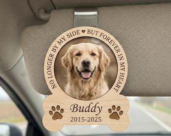 Personalized Pet Photo Visor Clip for Car, Custom Acrylic Dog or Cat Picture Frame, Thoughtful Pet Lover Gift, Memorial Keepsake