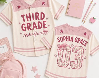 Personalized Kid Baseball Jersey Shirt, Custom Grade Baseball Jersey for Kids, Custom School Spirit Shirt, Back to School Gift for Students