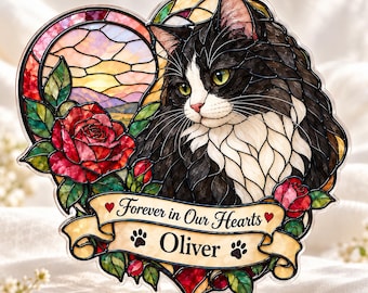Custom Pet Memorial Embossed Ornament, Personalized Dog Stained Glass Ornament, Dog Loss Ornament, Cat Loss Ornament, Pet Memorial Decor