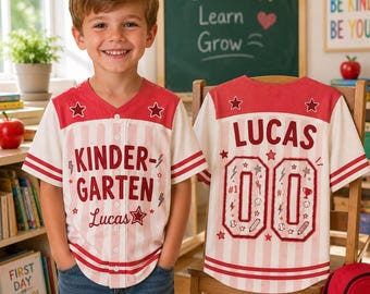 Personalized Grade Kid Baseball Jersey, Custom 2nd Grade Boys Baseball Jersey, Custom School Spirit Shirt, Back to School Gift for Kids