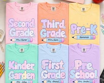 Personalized Teacher Comfort Colors C1717 Shirt, Custom Name Comfort Shirt, Preschool Back to School Shirt, Classroom Teacher Gift
