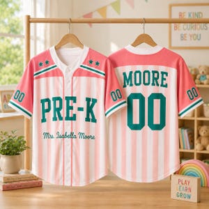 Personalized Teacher Baseball Jersey, Custom Name Number Jersey, First Grade Teacher Shirt, Back To School Gift, Teacher Team Game Day Tee image 9