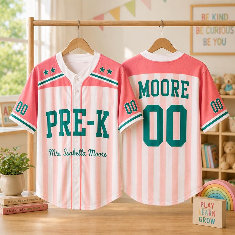 Personalized Teacher Baseball Jersey, Custom Name Number Jersey, First Grade Teacher Shirt, Back To School Gift, Teacher Team Game Day Tee image 9