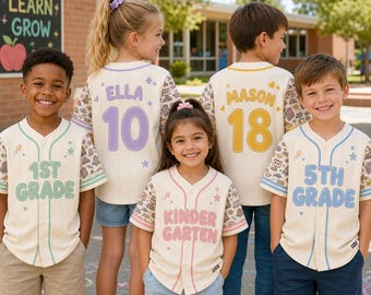 Custom Student Baseball Jersey, Personalized Kids Baseball Jersey, Custom Grade Jersey, School Spirit Shirt, Back to School Jersey for Kids