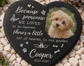 Personalized Dog Memorial Garden Stone with Photo, Custom Pet Photo Grave Marker, Printed Memorial Stone, Dog Loss Sympathy Gift