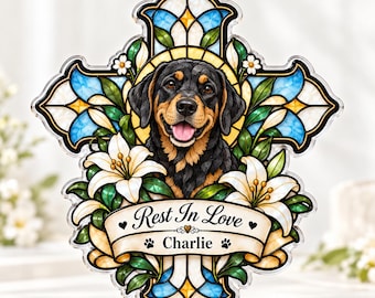 Personalized Dog Photo Ornament, Custom Pet Portrait Stained Glass Acrylic Ornament, Cat Photo Ornament, Pet Loss Keepsake