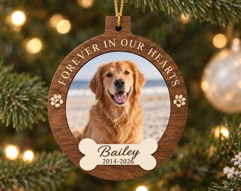 Dog Memorial 2 Layer Ornament, Custom Photo Dog Memory Gift, Personalized Loss Of Dog Remembrance Ornament, Pet Memorial 2-Layer Ornament